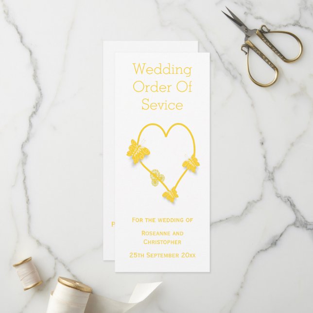 Programme de mariage cardiaque des papillons de co (Devant/Arrière en situation)