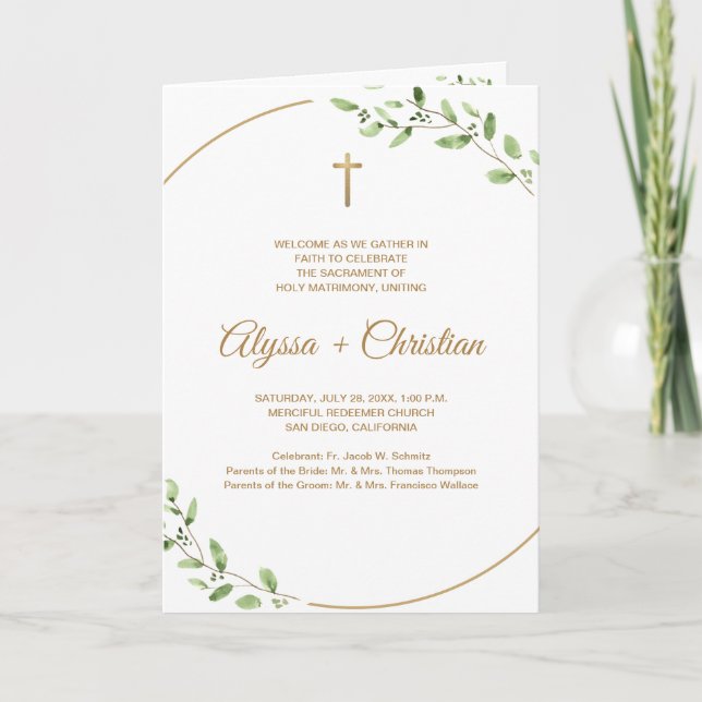 Programme de mariage catholique élégant avec lectu (Devant)
