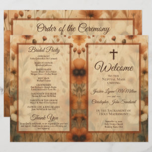 Programme de mariage catholique pliable DIY Fleurs