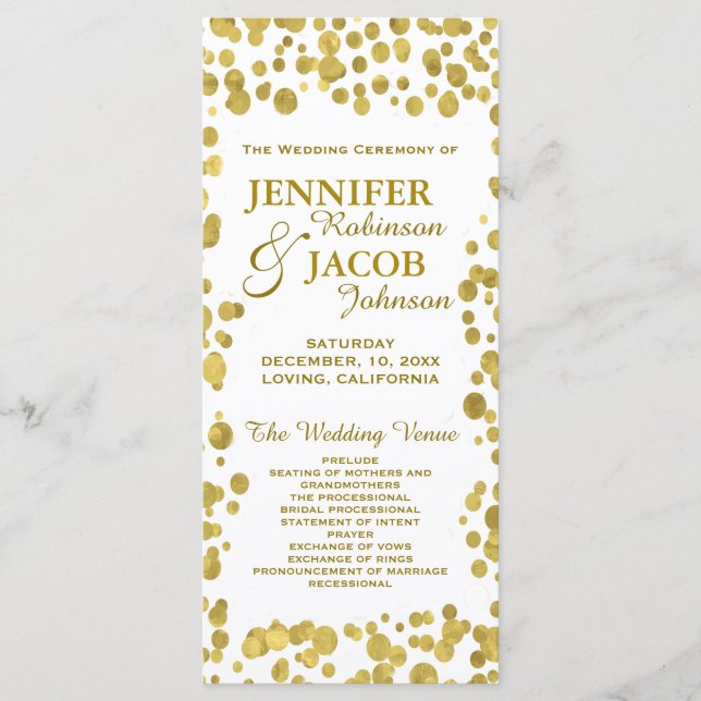Programme de mariage | Célébration Gold Confetti (Devant)