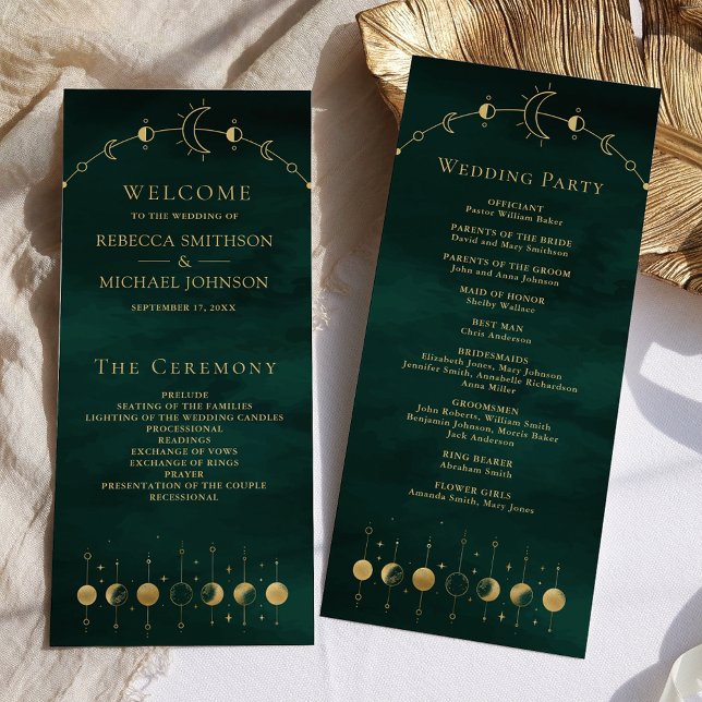 Programme de mariage Céleste Emerald Gold Crescent (Créateur téléchargé)
