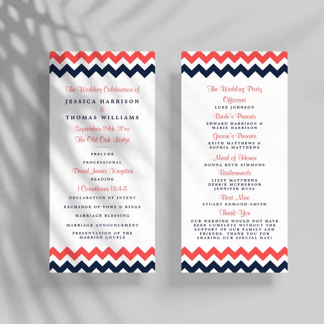Programme de mariage Chevron de la Marine moderne  (Créateur téléchargé)
