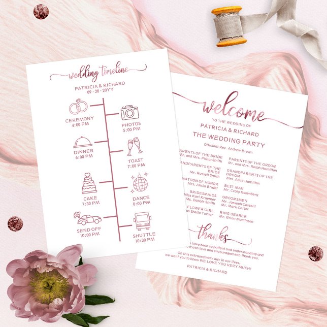 Programme de mariage chic écriture Itinéraire de m (Créateur téléchargé)