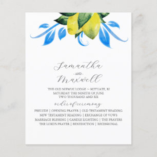 Programme de mariage Citrons botaniques Feuilles