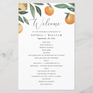 Programme de mariage Citrus Orange de jardin à l
