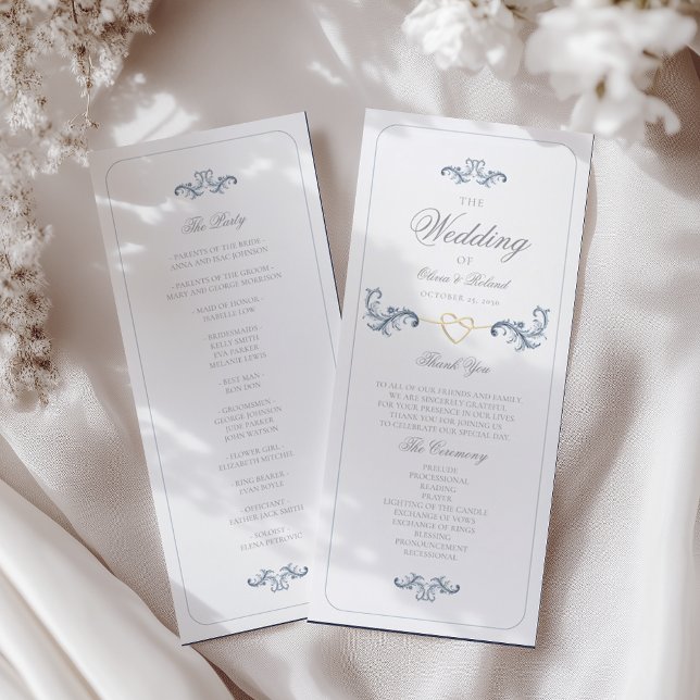 Programme de mariage classique bleu poussiéreux (Créateur téléchargé)