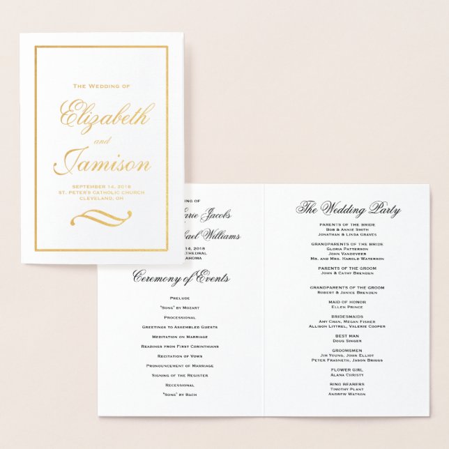 Programme de mariage classique Elegant Gold Foil (Affichage)