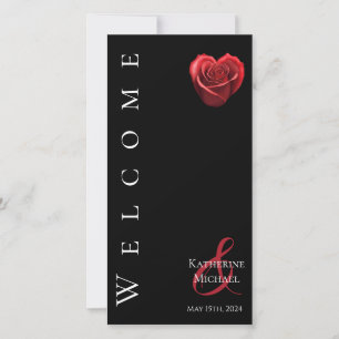 Programme de mariage - Coeur en forme de rose roug