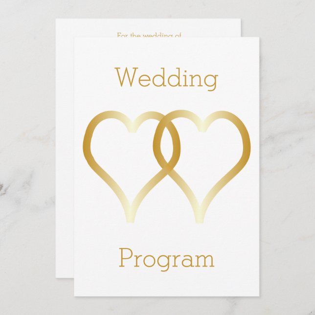 Programme de mariage Coeurs d'or (Devant / Derrière)