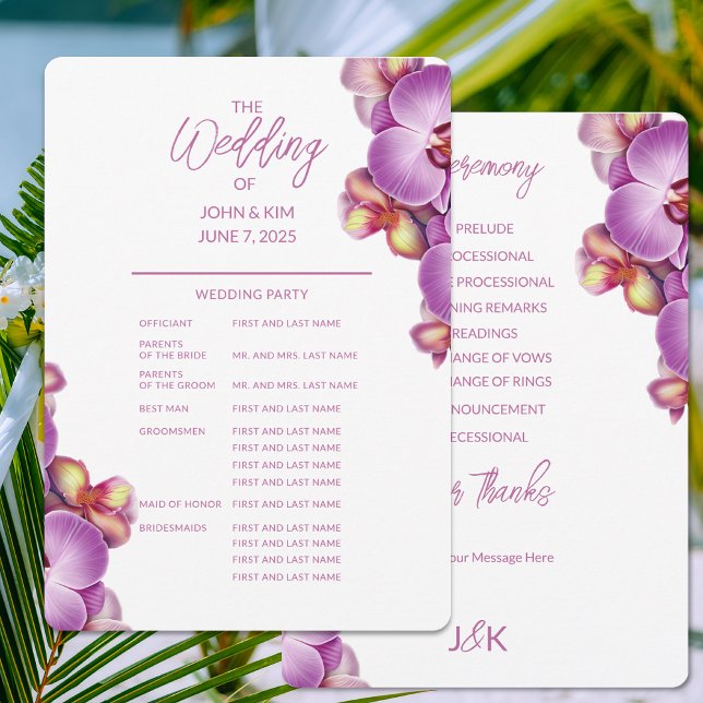 Programme de mariage complet des orchidées moderne (Créateur téléchargé)