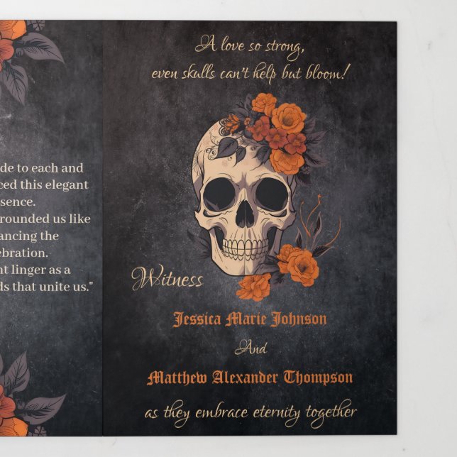 Programme de mariage complet trifolié Fleur Orange (Page de couverture)