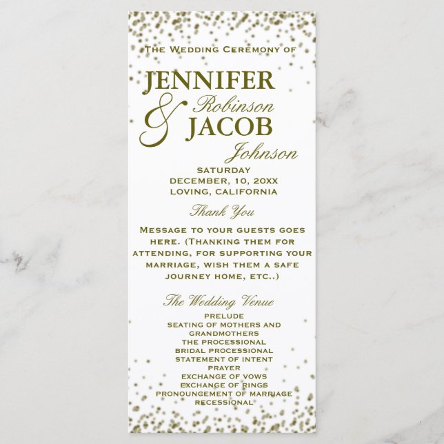 Programme de mariage | Confetti Parties scintillan (Devant)