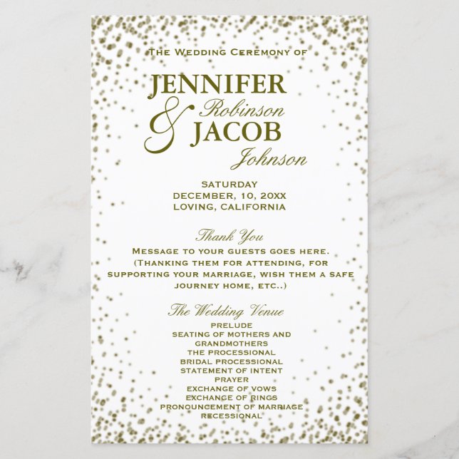 Programme de mariage | Confetti Parties scintillan (Devant)