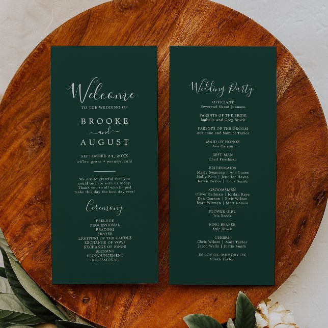 Programme de mariage coordonné Emerald Greenery (Créateur téléchargé)