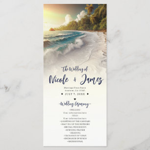 Programme de mariage côtier au coucher du soleil s