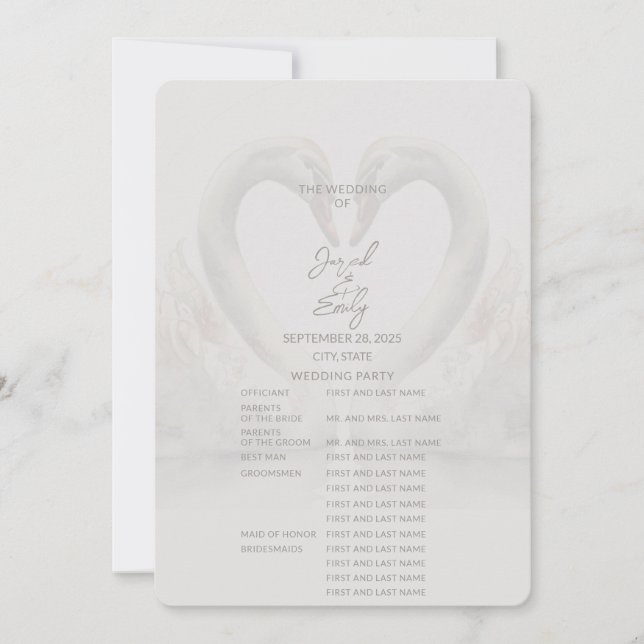 Programme de mariage cygne | Complet (Devant)