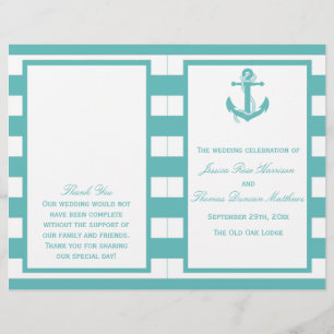 Programme de mariage d'Ancres de nuances turquoise
