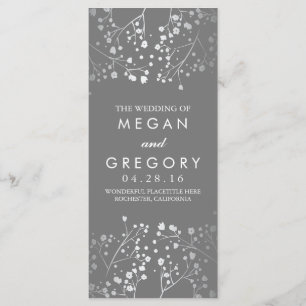 Programme de mariage d'argent et de gris souffle p
