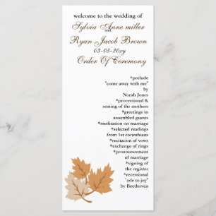 programme de mariage d'automne
