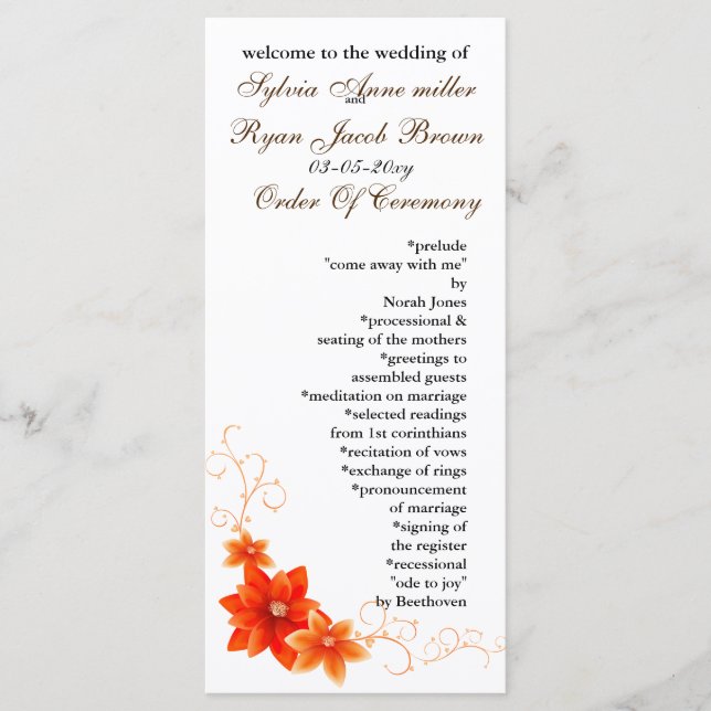 programme de mariage d'automne (Devant)