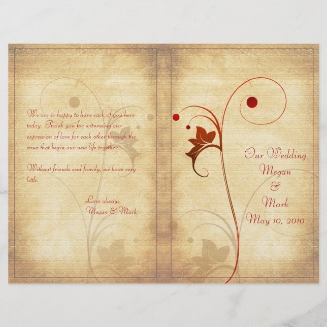 Programme de mariage d'automne personnalisable (Devant)