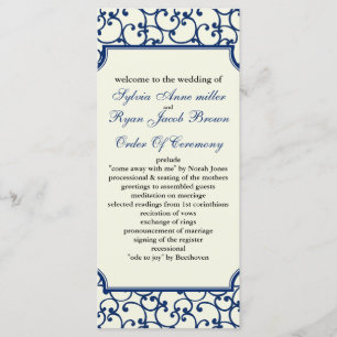 programme de mariage de bleu en ivoire et royal