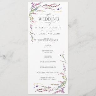 Programme de mariage de calligraphie Fleur sauvage