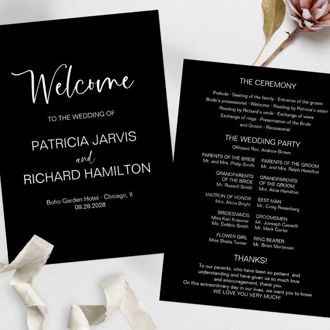 Programme de mariage de calligraphie moderne simpl (Créateur téléchargé)