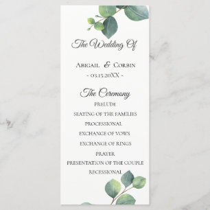 Programme de mariage de feuillage d'eucalyptus