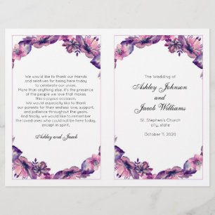 Programme de mariage de fleurs. Cérémonie de l'égl