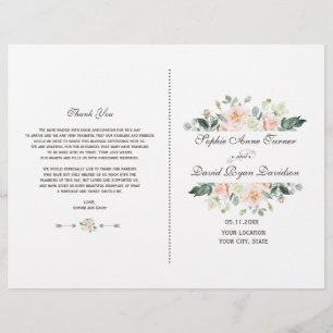 Programme de mariage de Fleurs de crème blanche br