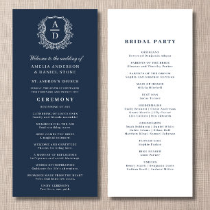 Programme de mariage de la crête de Monogramme ble