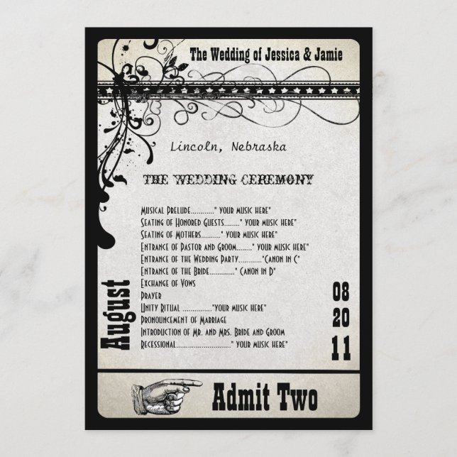 Programme de mariage de la feuille de jeu Argent m (Devant)