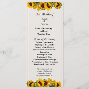Programme de mariage de la foule des tournesols