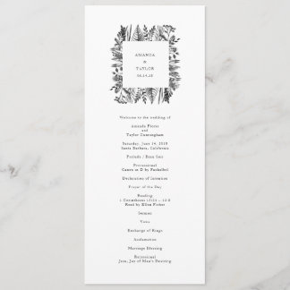 Programme de mariage de l'aquarelle botanique