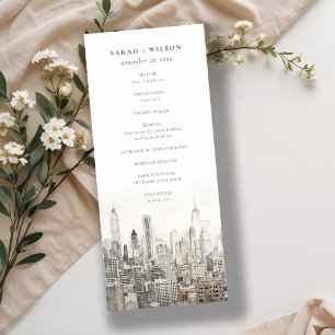Programme de mariage de l'aquarelle Skyline de New