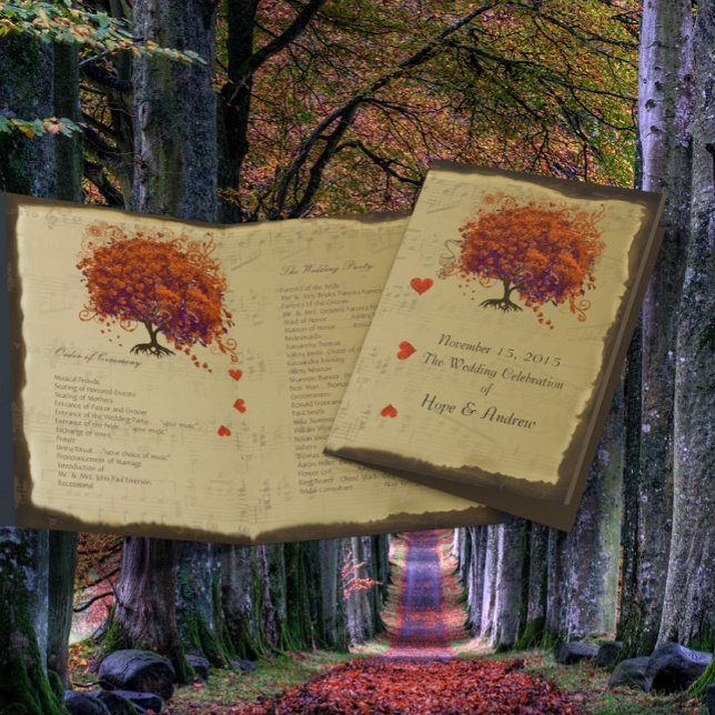 Programme de mariage de l'arbre à feuilles cœur or (Créateur téléchargé)