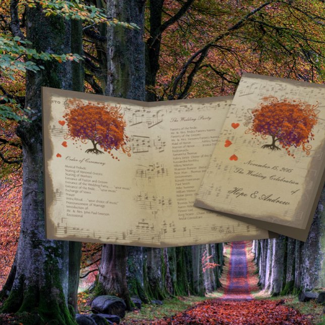 Programme de mariage de l'arbre à feuilles en form (Créateur téléchargé)