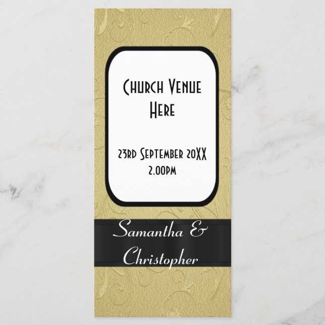 Programme de mariage de l'église noire et or (Devant)