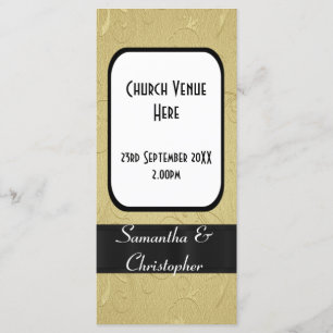 Programme de mariage de l'église noire et or