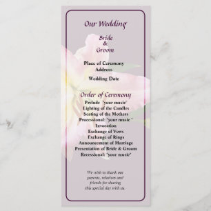 Programme de mariage de Lys roses délicats
