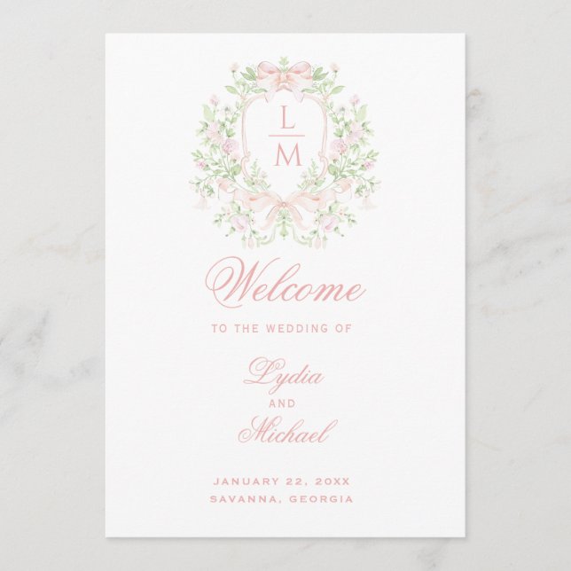Programme de mariage de monogrammes de crêtes douc (Devant)