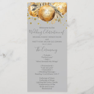 Programme de mariage de Noël Gold Grey