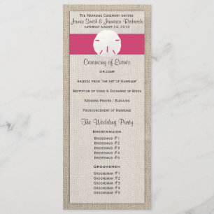 Programme de mariage de plage du dollar de sable -