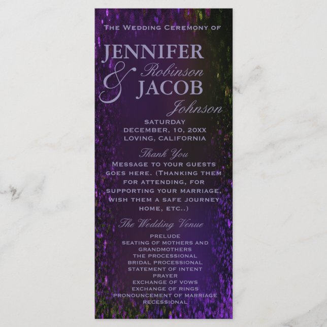 Programme de mariage de prune violette (Devant)