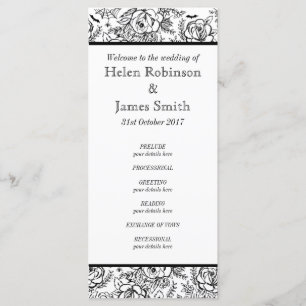 Programme de mariage de tatouage floral monochrome