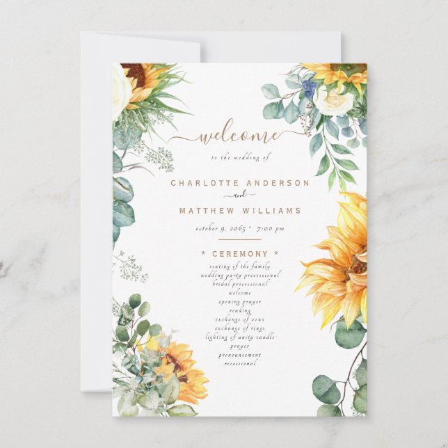 Programme de mariage de tournesol en cascade (Devant)