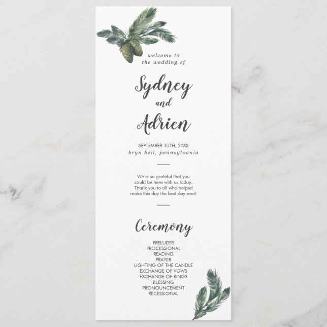 Programme de mariage de verdure hivernale (Devant)