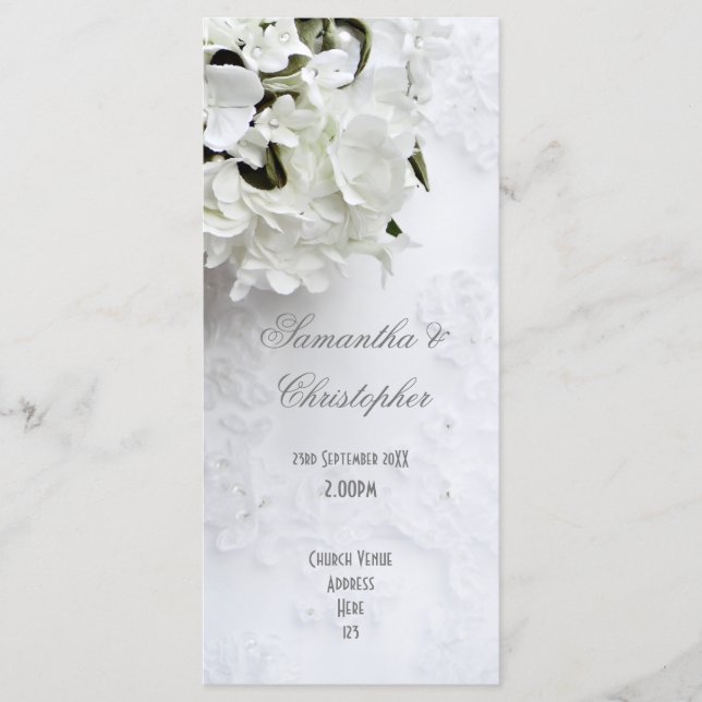 Programme de mariage d'église de bouquet de mariée (Devant)