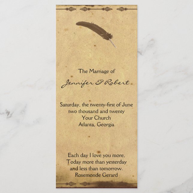 Programme de mariage d'élégance à l'ancienne (Devant)